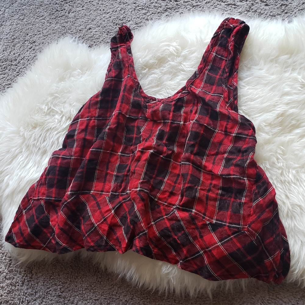 LA Hearts PacSun Red Plaid Trapeze Tank Top